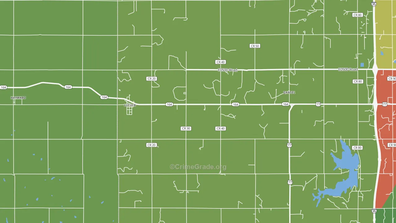 Lucien, OK Map of Vandalism Rates