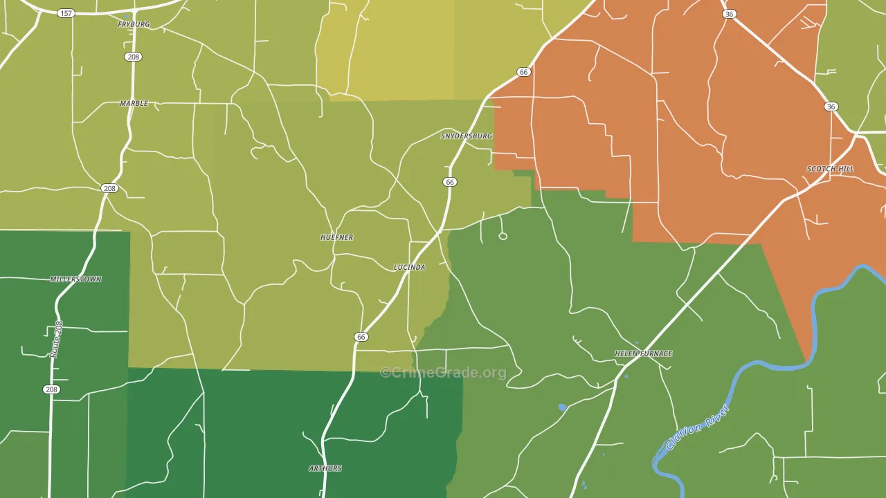 Lucinda, PA Map of Vandalism Rates