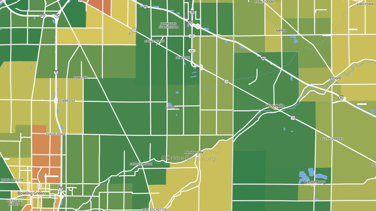 Luckey, OH Map of Vandalism Rates