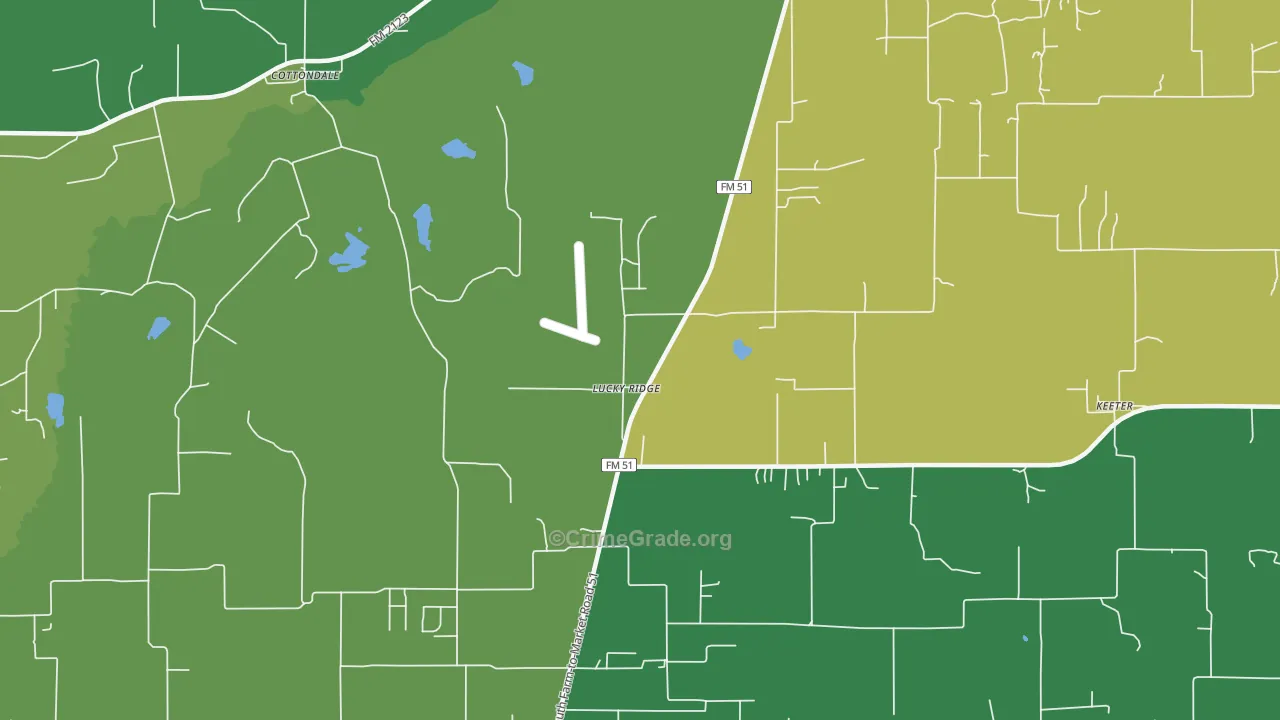 Lucky Ridge, TX Map of Vandalism Rates