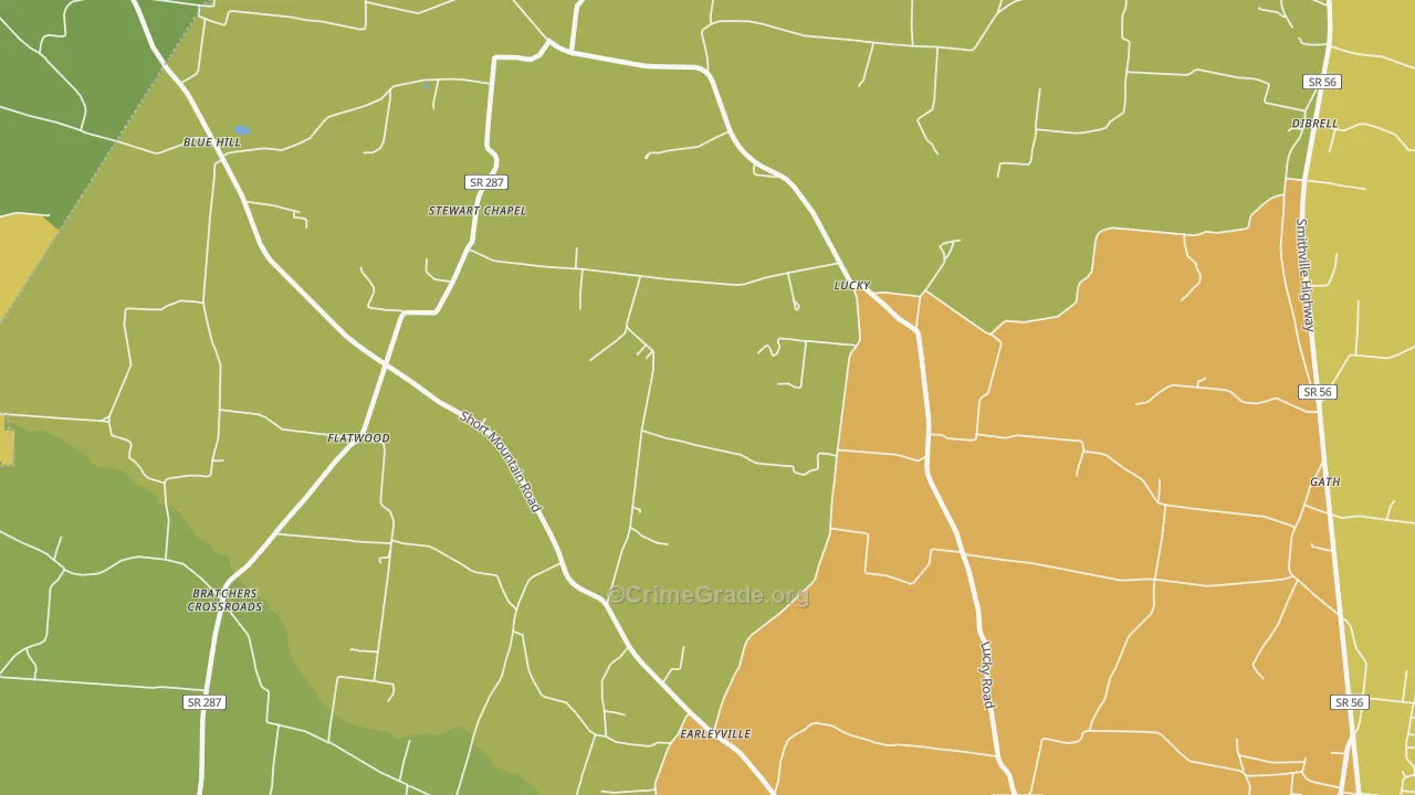 Lucky, TN Map of Vandalism Rates