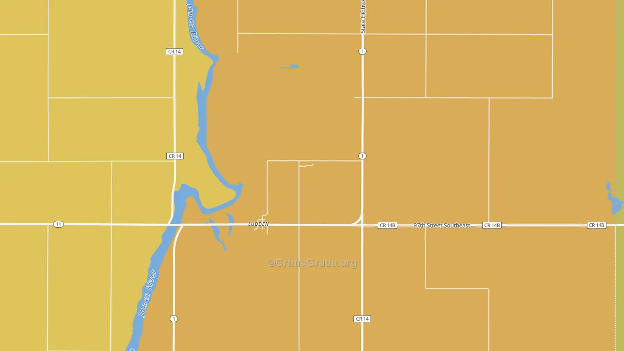 Ludden, ND Map of Vandalism Rates