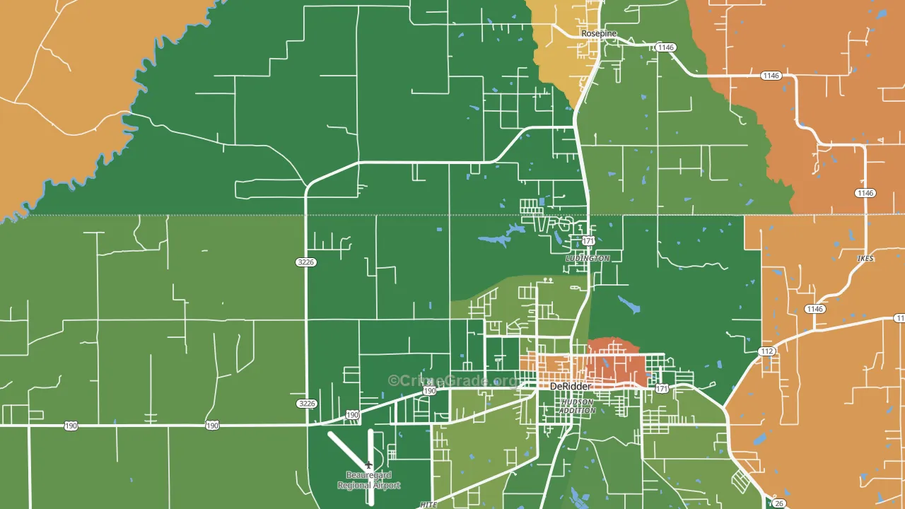 Ludington, LA Map of Vandalism Rates