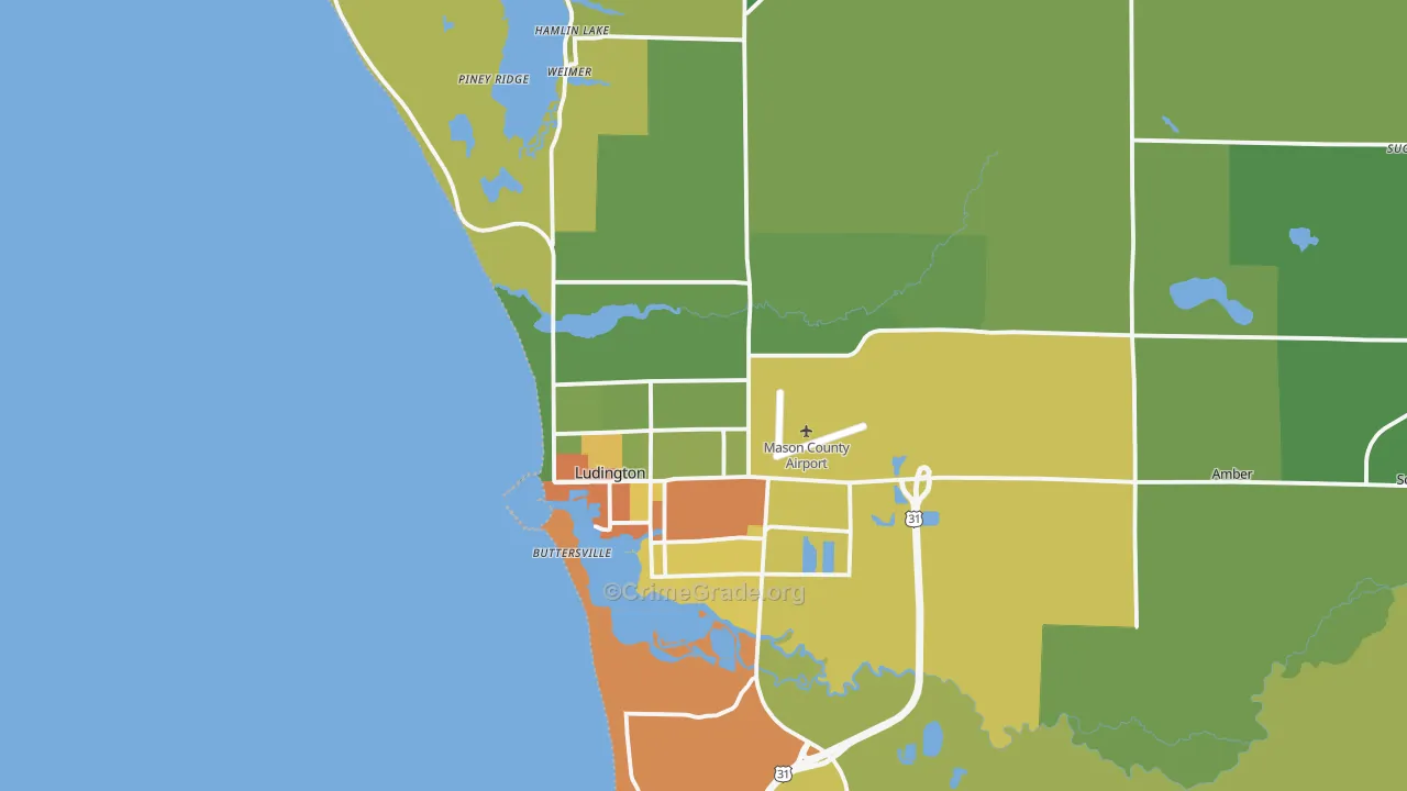 Ludington, MI Map of Vandalism Rates