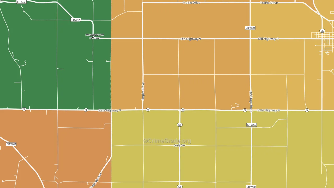 Ludlow, IA Map of Vandalism Rates
