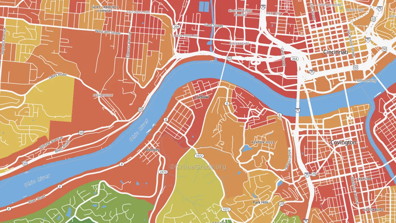 Ludlow, KY Map of Vandalism Rates