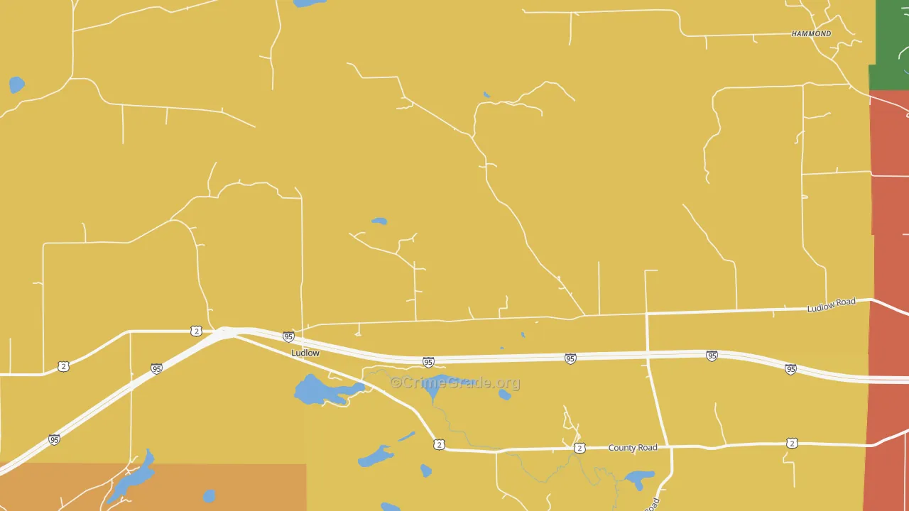 Ludlow, ME Map of Vandalism Rates