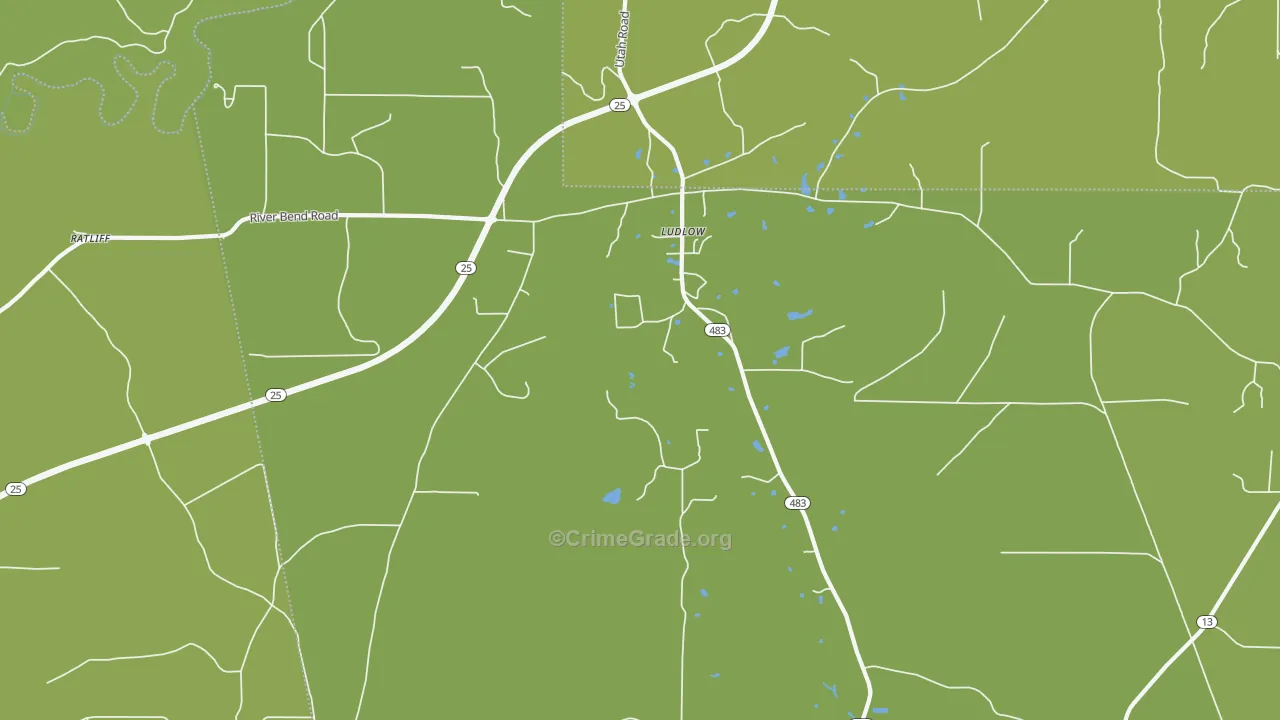 Ludlow, MS Map of Vandalism Rates