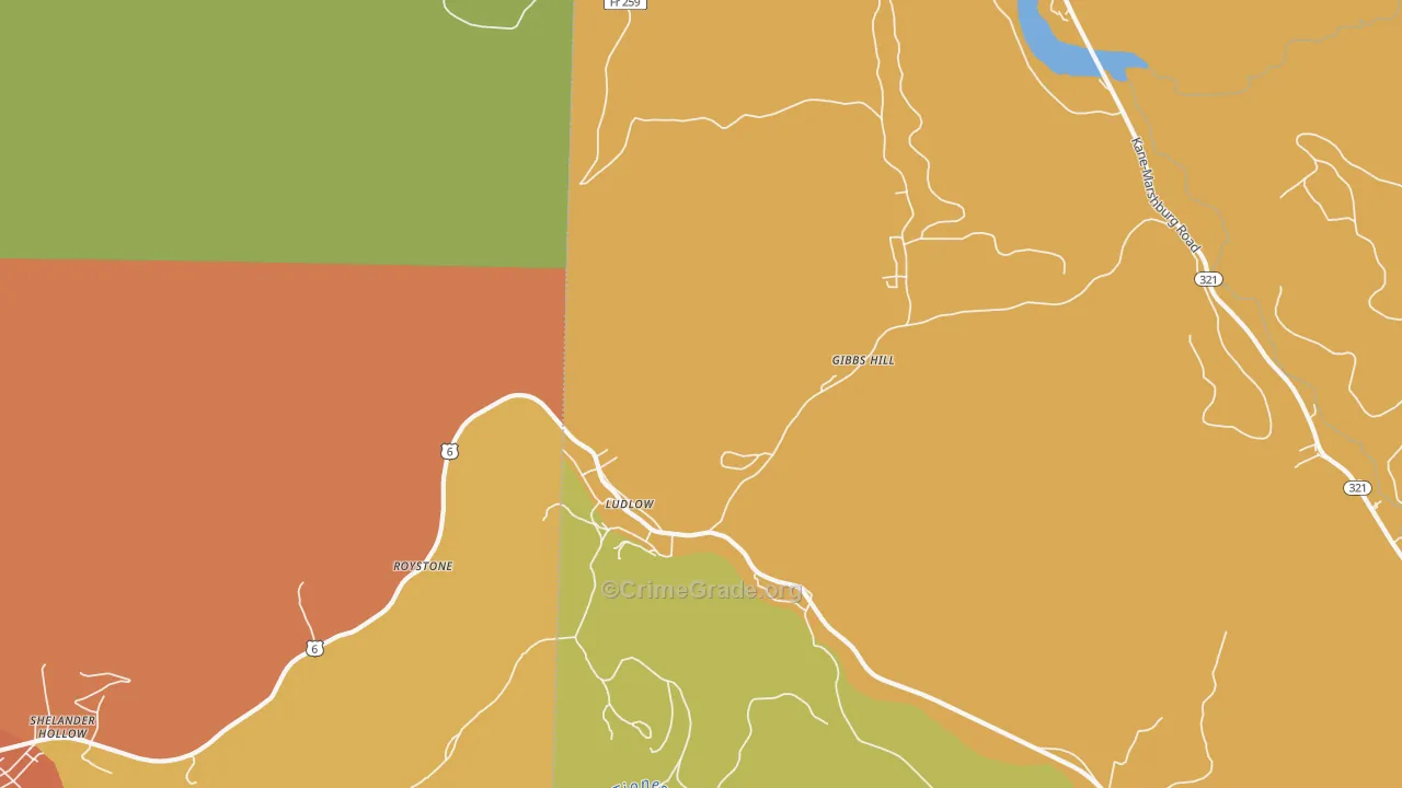 Ludlow, PA Map of Vandalism Rates