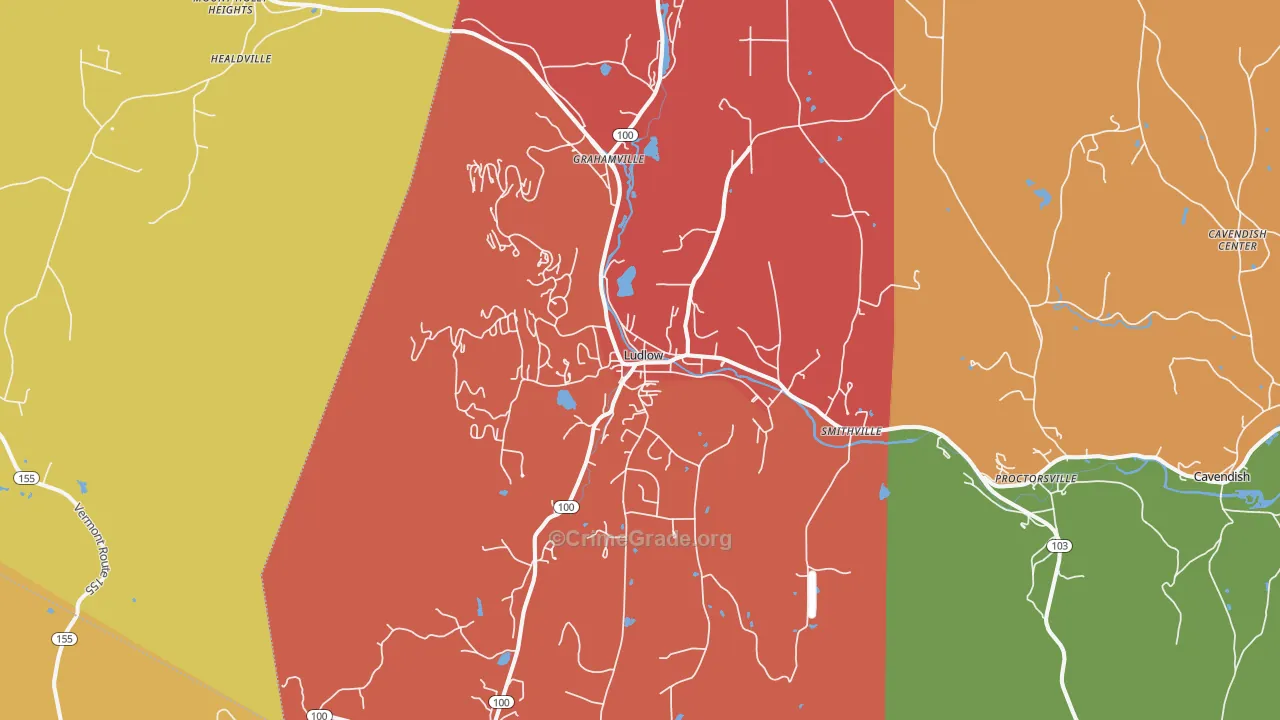 Ludlow, VT Map of Vandalism Rates