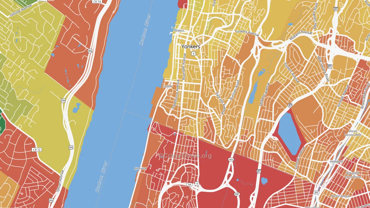 Ludlow, Yonkers, NY Map of Vandalism Rates