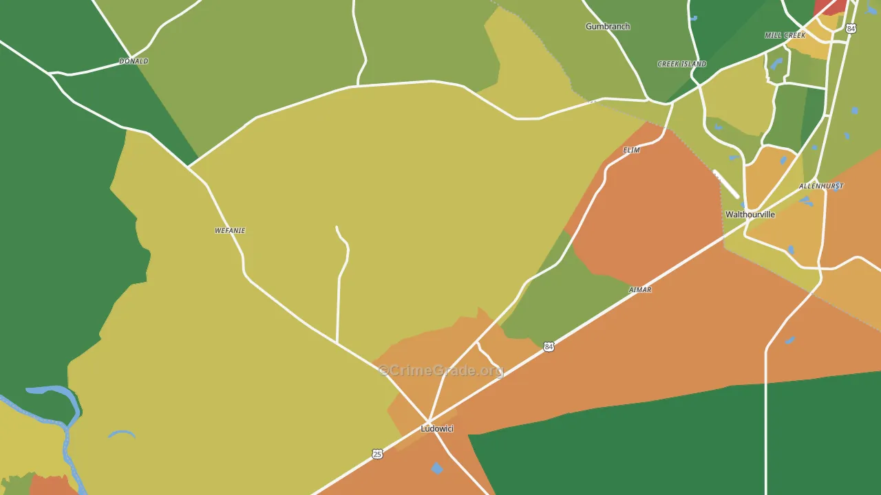 Ludowici, GA Map of Vandalism Rates
