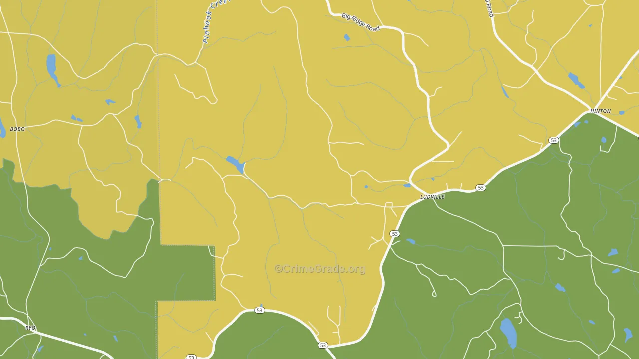 Ludville, GA Map of Vandalism Rates