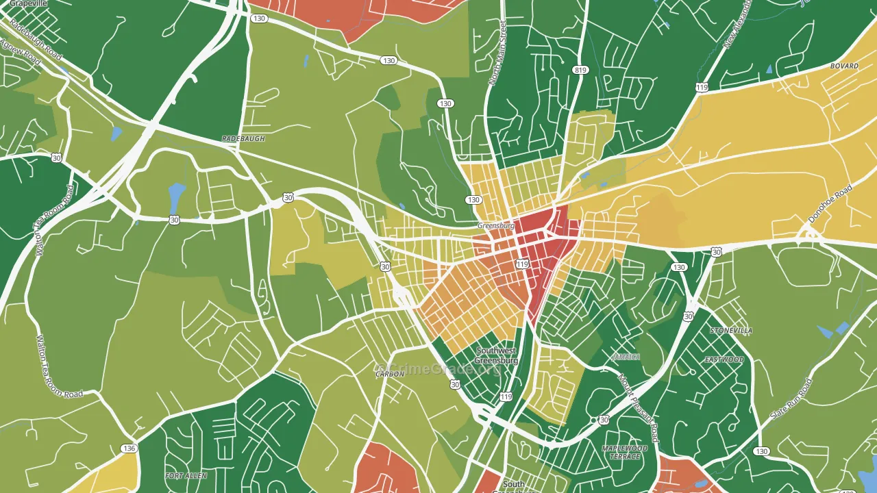 Ludwick, Greensburg, PA Map of Vandalism Rates
