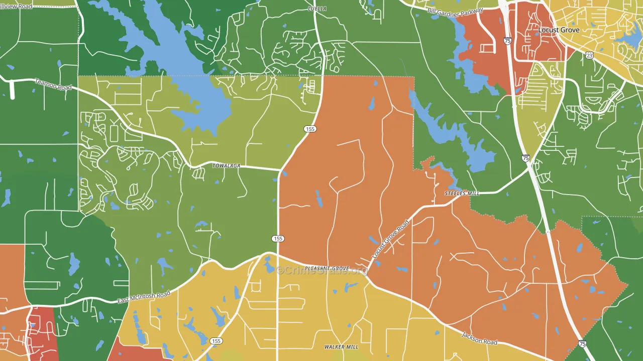Luella, GA Map of Vandalism Rates