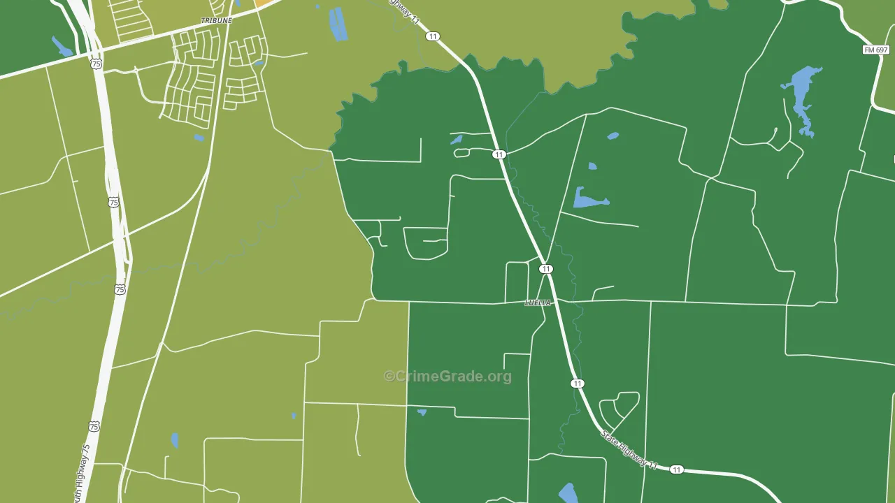 Luella, TX Map of Vandalism Rates