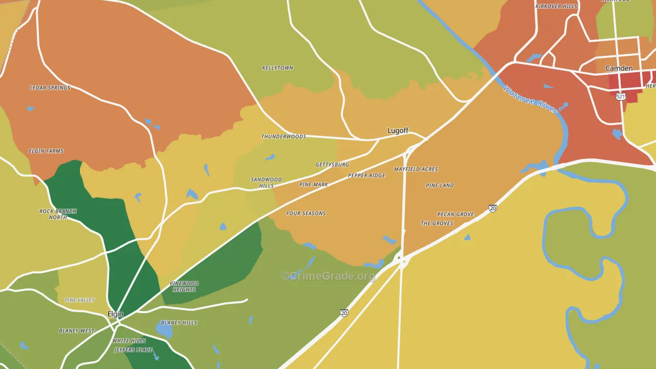 Lugoff, SC Map of Vandalism Rates