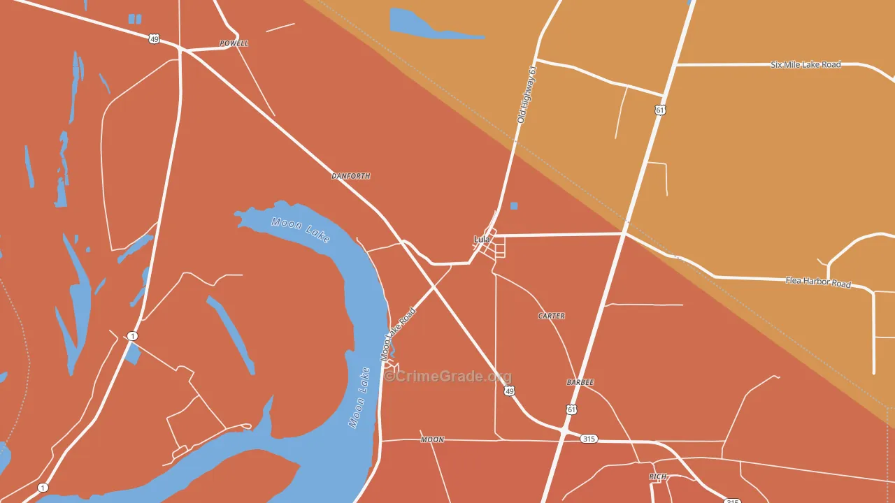 Lula, MS Map of Vandalism Rates