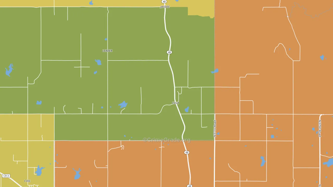 Lula, OK Map of Vandalism Rates