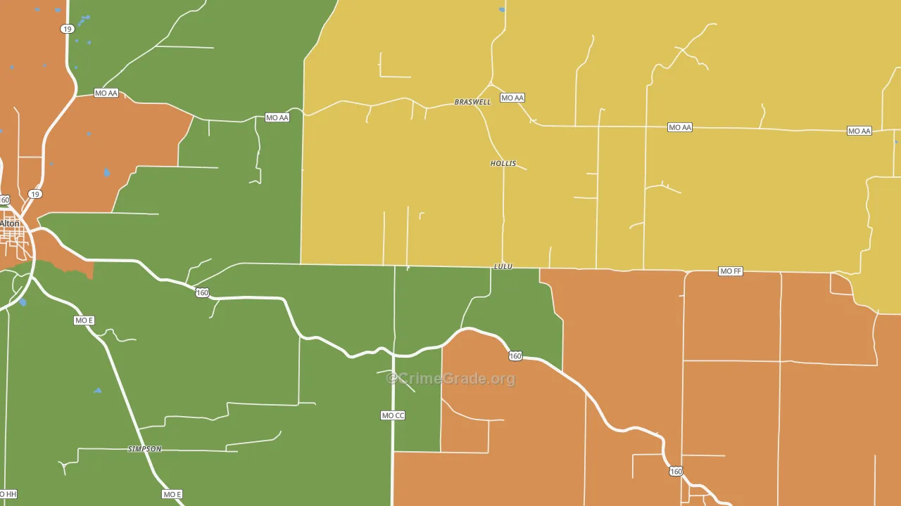 Lulu, MO Map of Vandalism Rates