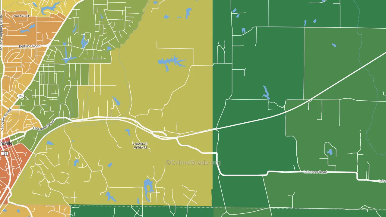 Lumaghi Heights, IL Map of Vandalism Rates