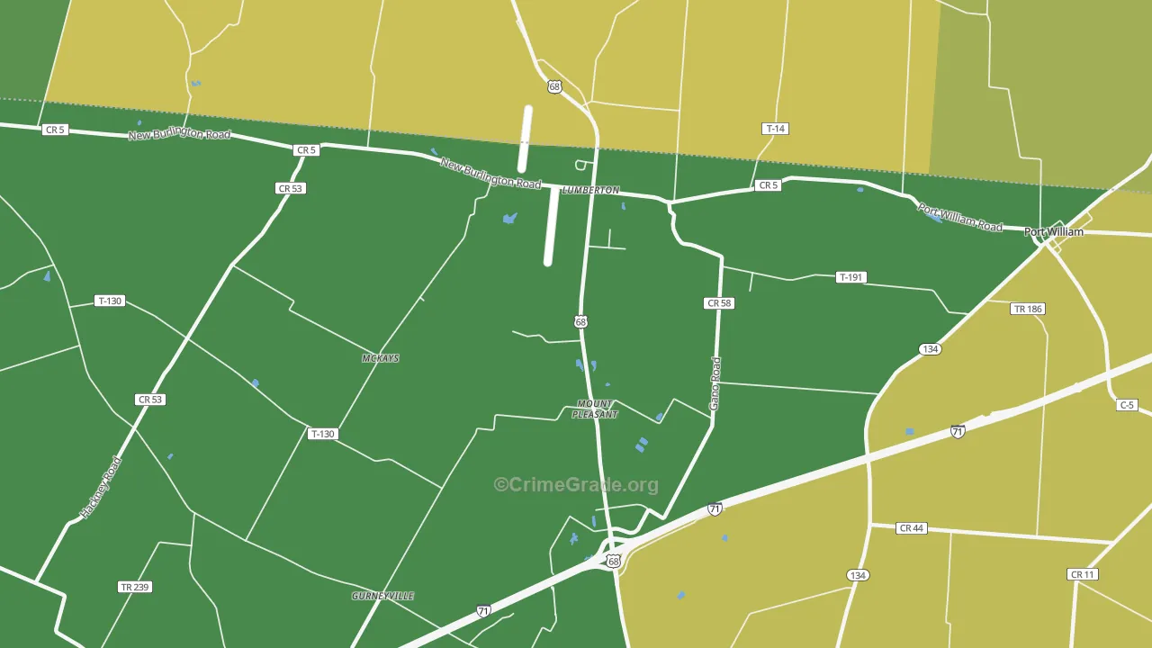 Lumberton, OH Map of Vandalism Rates