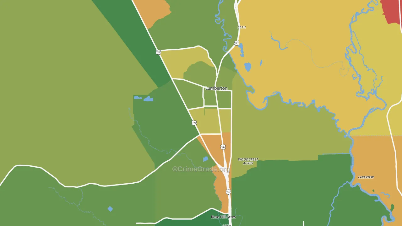 Lumberton, TX Map of Vandalism Rates
