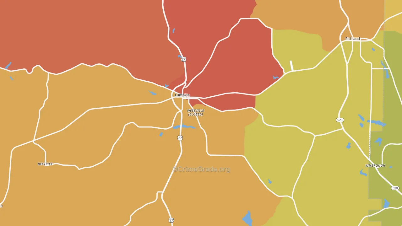 Lumpkin, GA Map of Vandalism Rates