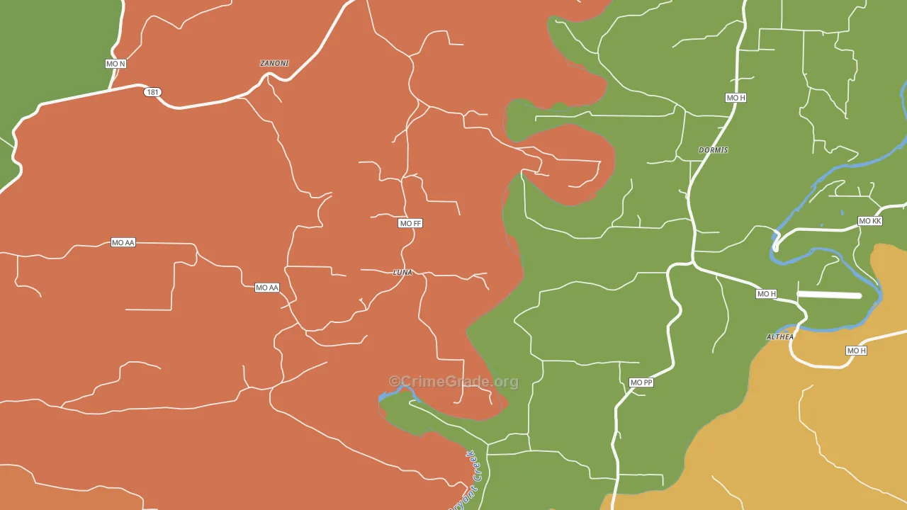 Luna, MO Map of Vandalism Rates