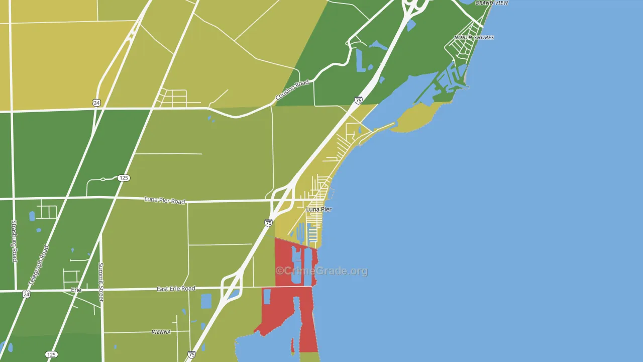 Luna Pier, MI Map of Vandalism Rates