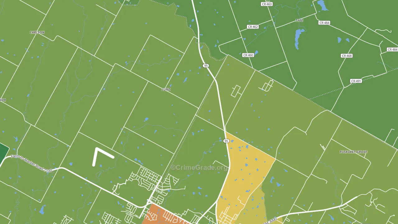 Lund, TX Map of Vandalism Rates