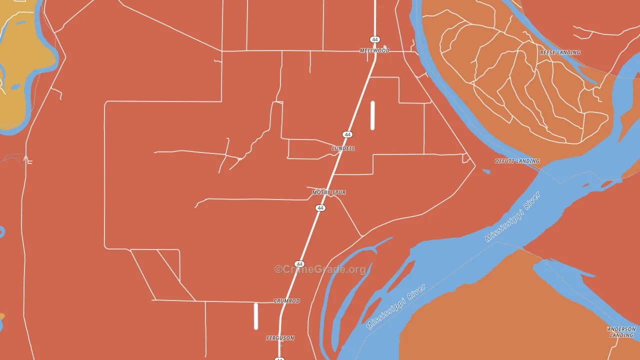 Lundell, AR Map of Vandalism Rates