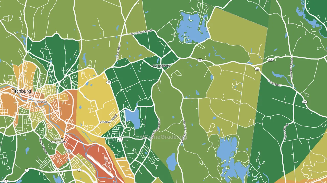 Lunenburg, MA Map of Vandalism Rates