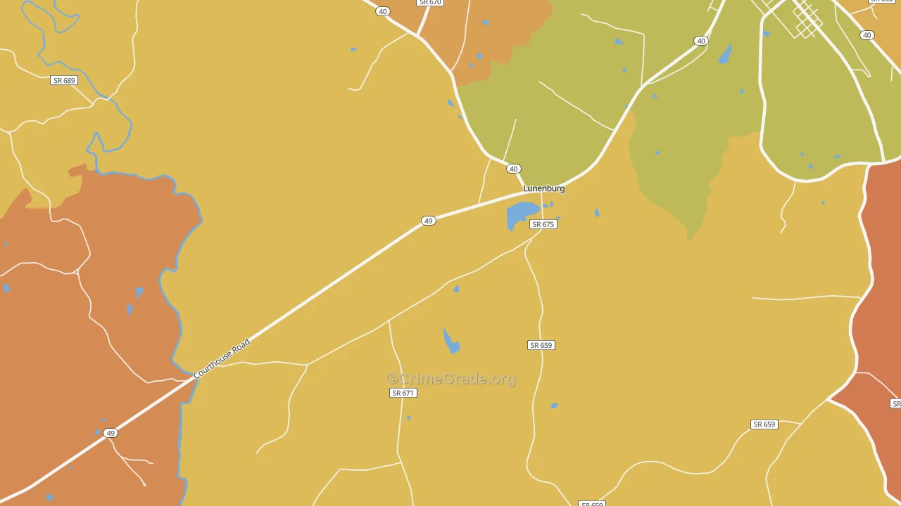 Lunenburg, VA Map of Vandalism Rates