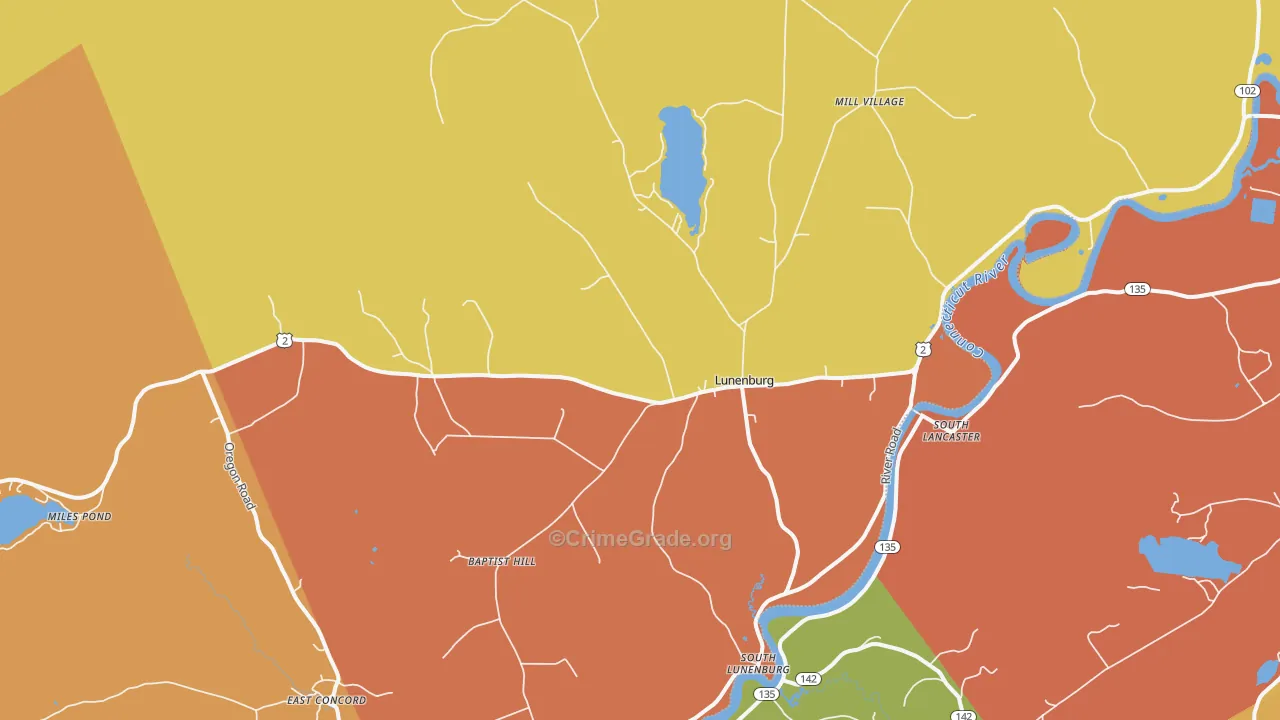 Lunenburg, VT Map of Vandalism Rates