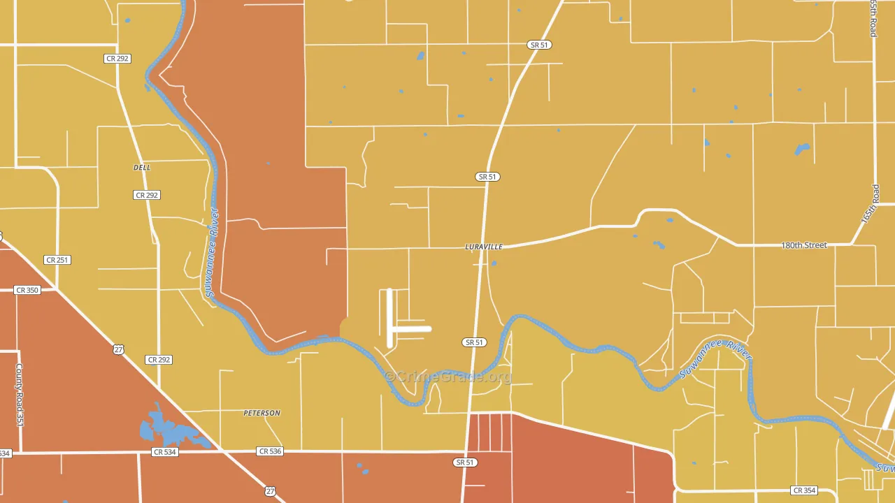 Luraville, FL Map of Vandalism Rates