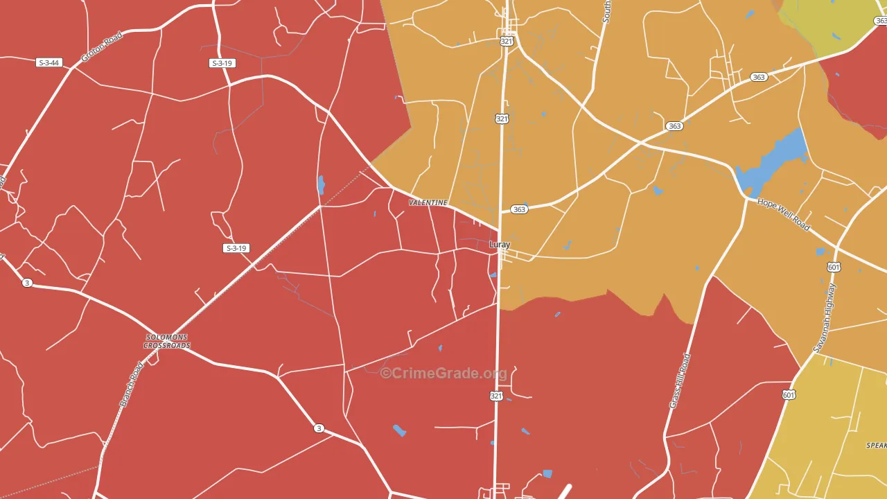 Luray, SC Map of Vandalism Rates