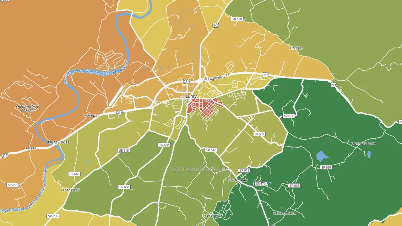 Luray, VA Map of Vandalism Rates