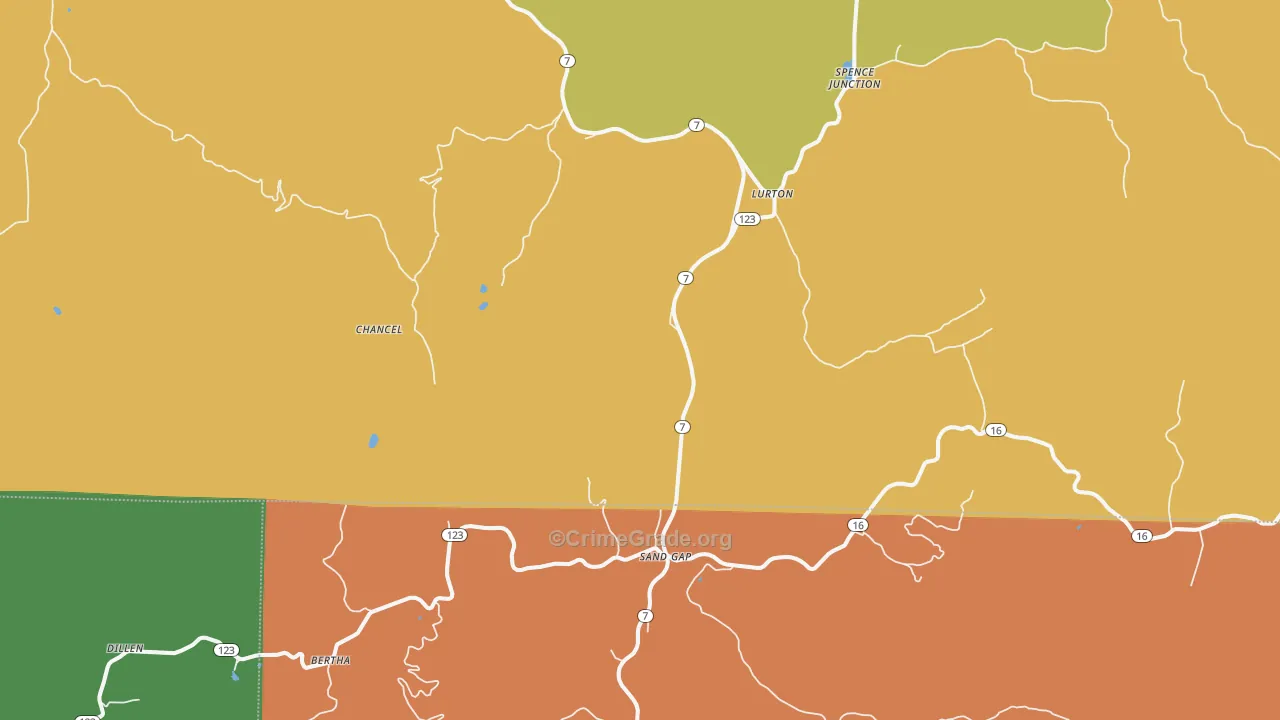Lurton, AR Map of Vandalism Rates