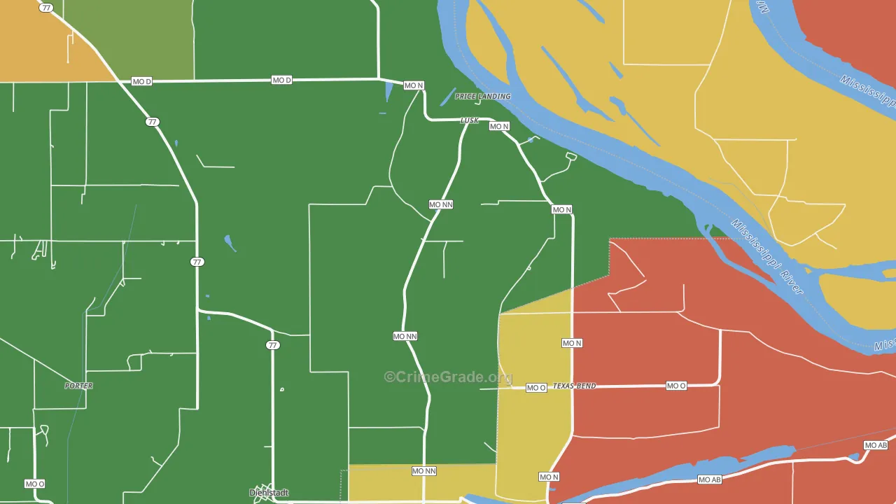 Lusk, MO Map of Vandalism Rates