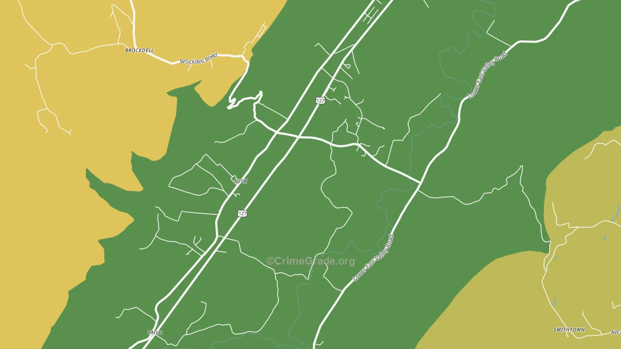 Lusk, TN Map of Vandalism Rates