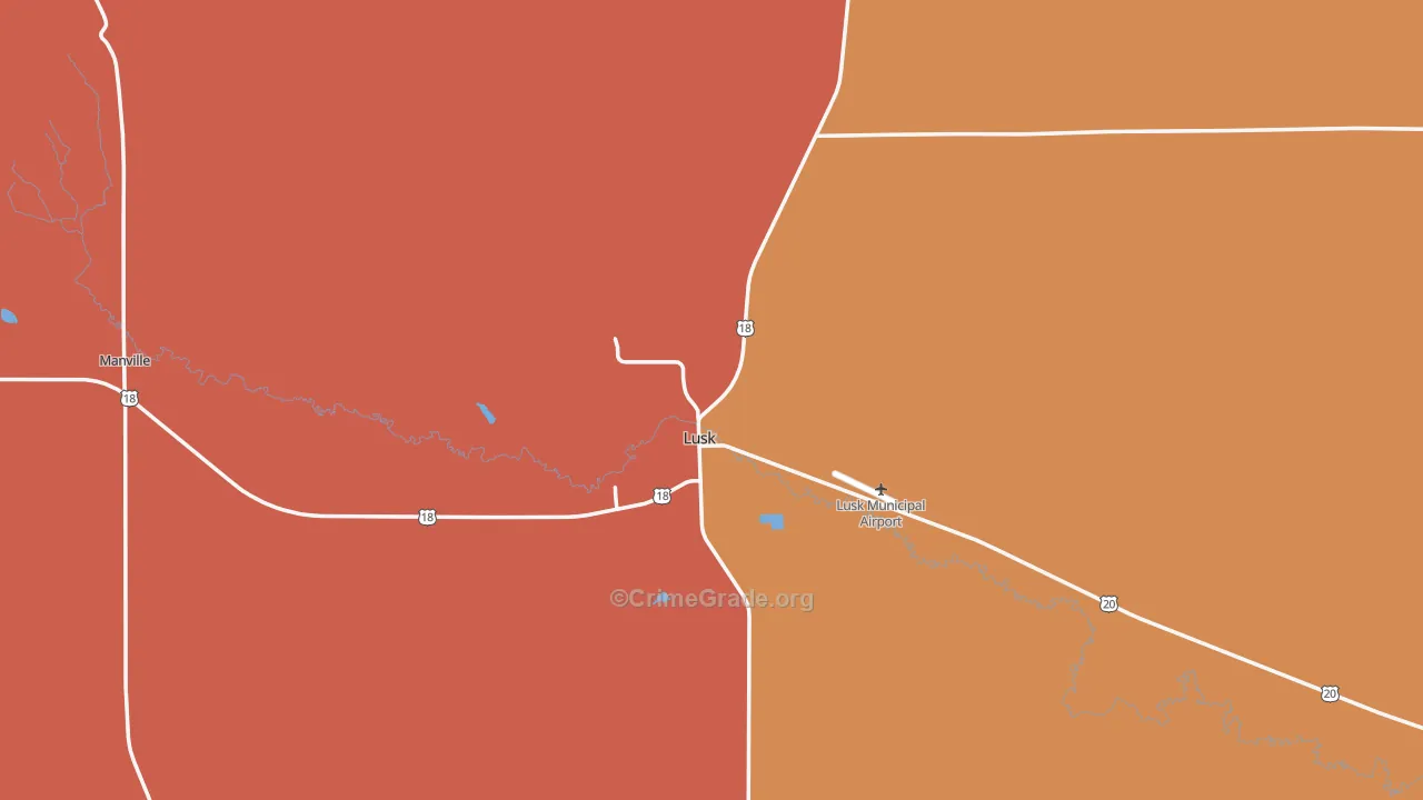Lusk, WY Map of Vandalism Rates