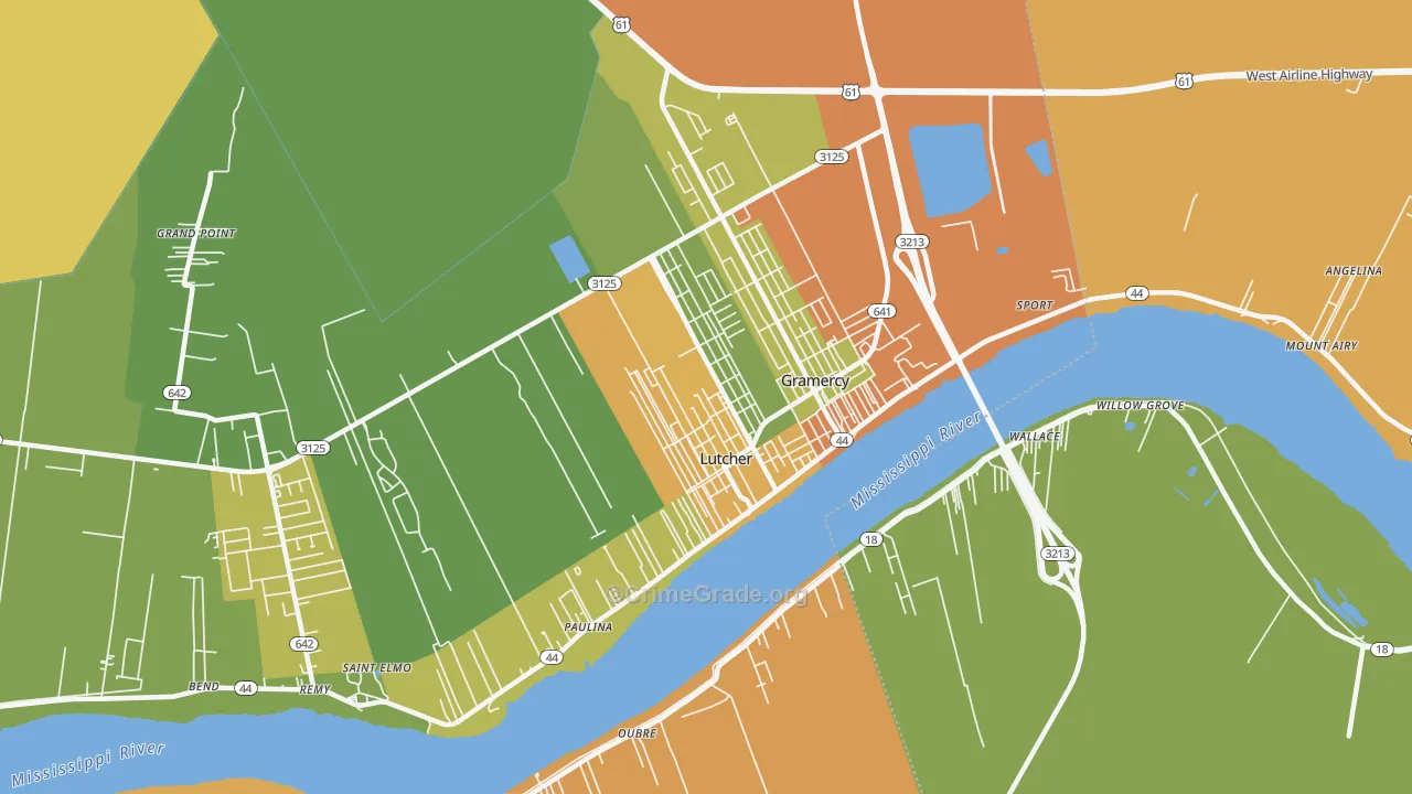 Lutcher, LA Map of Vandalism Rates