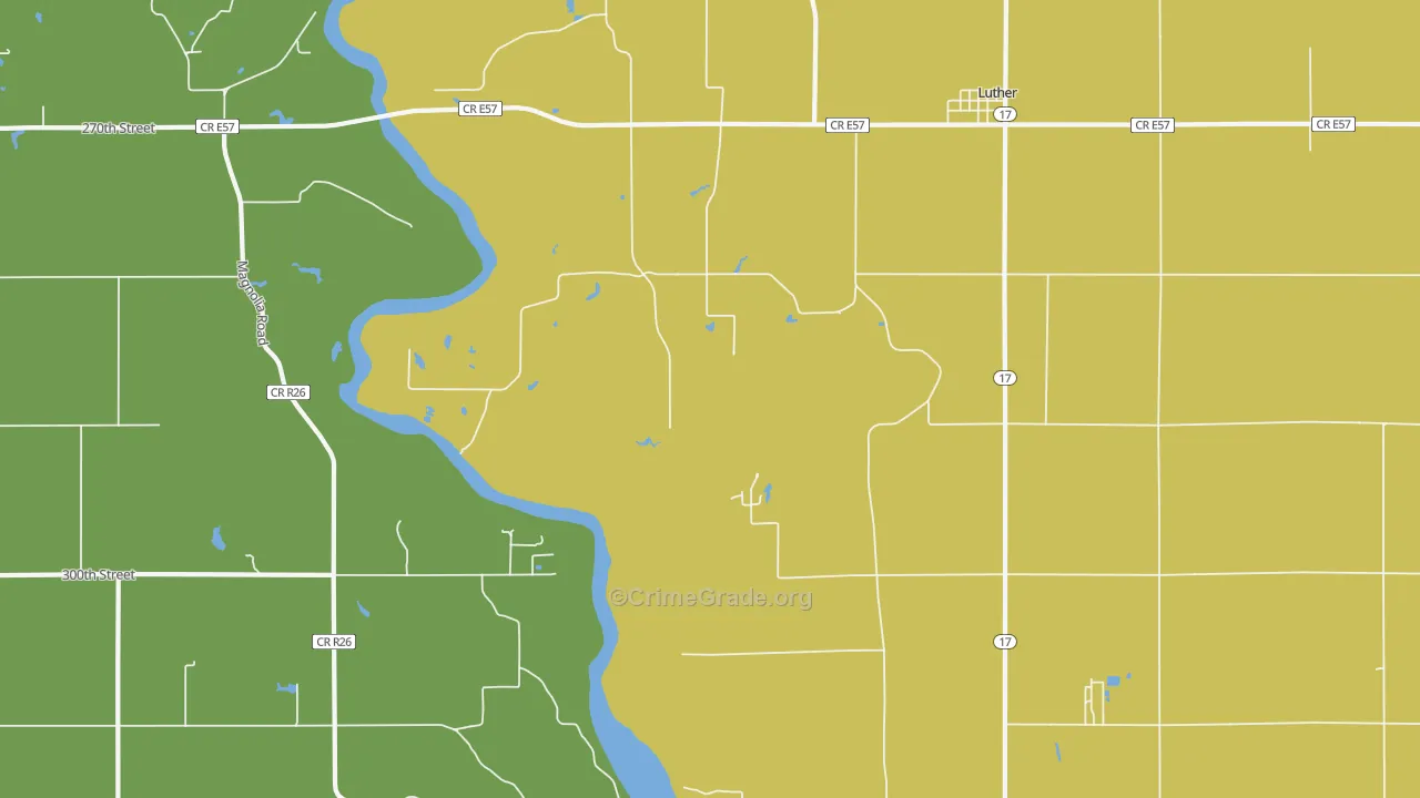 Luther, IA Map of Vandalism Rates
