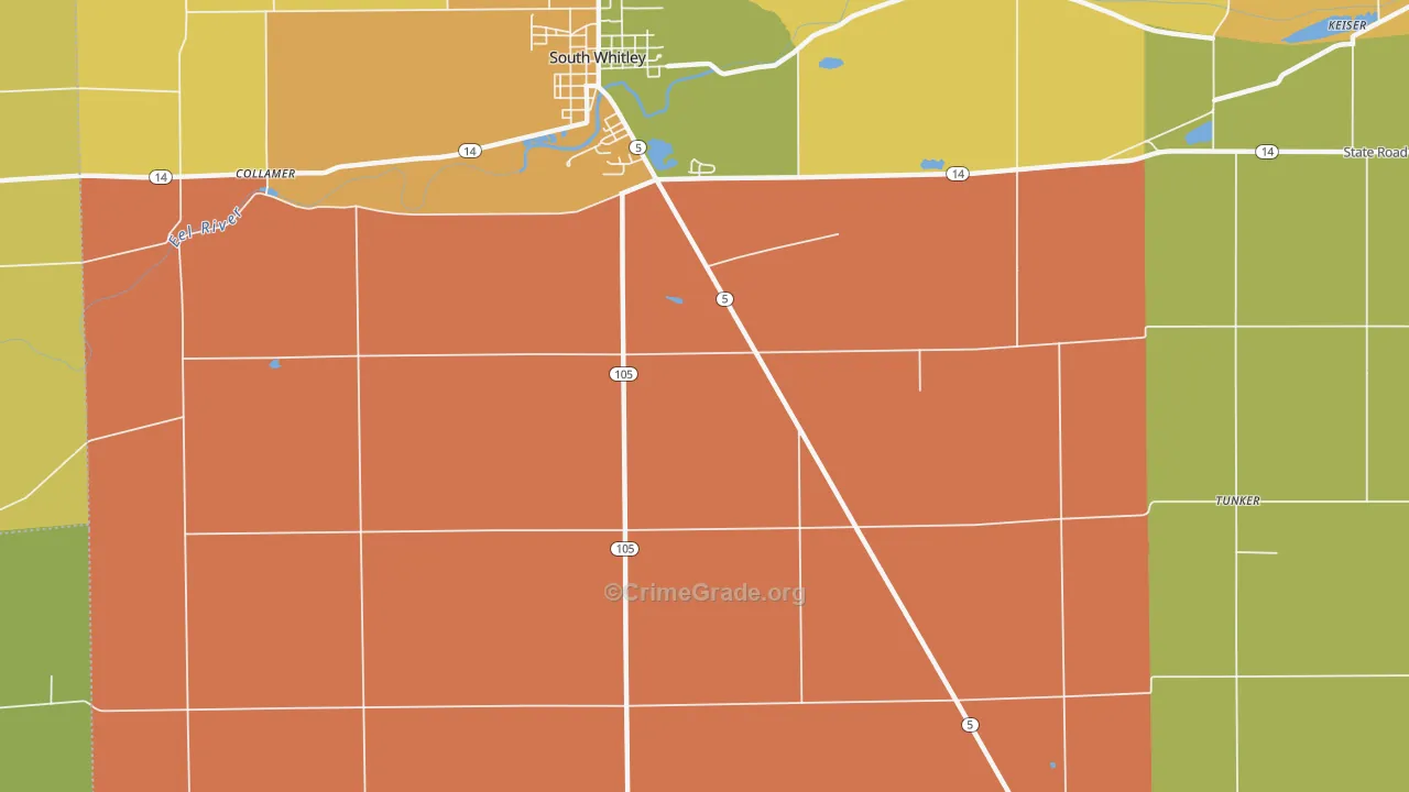 Luther, IN Map of Vandalism Rates