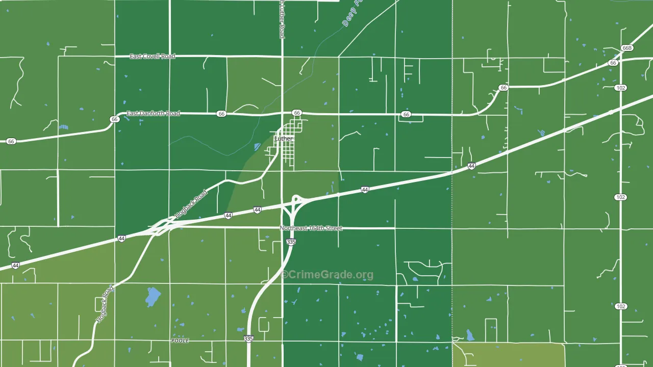 Luther, OK Map of Vandalism Rates