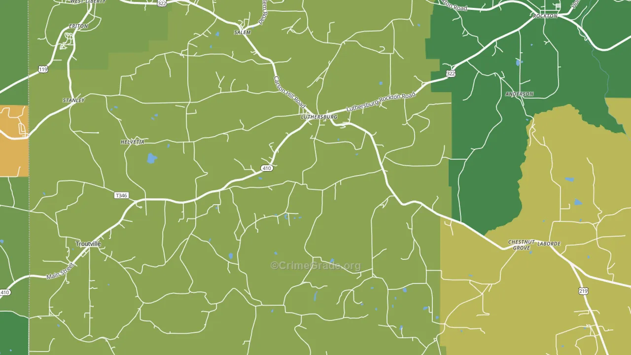 Luthersburg, PA Map of Vandalism Rates