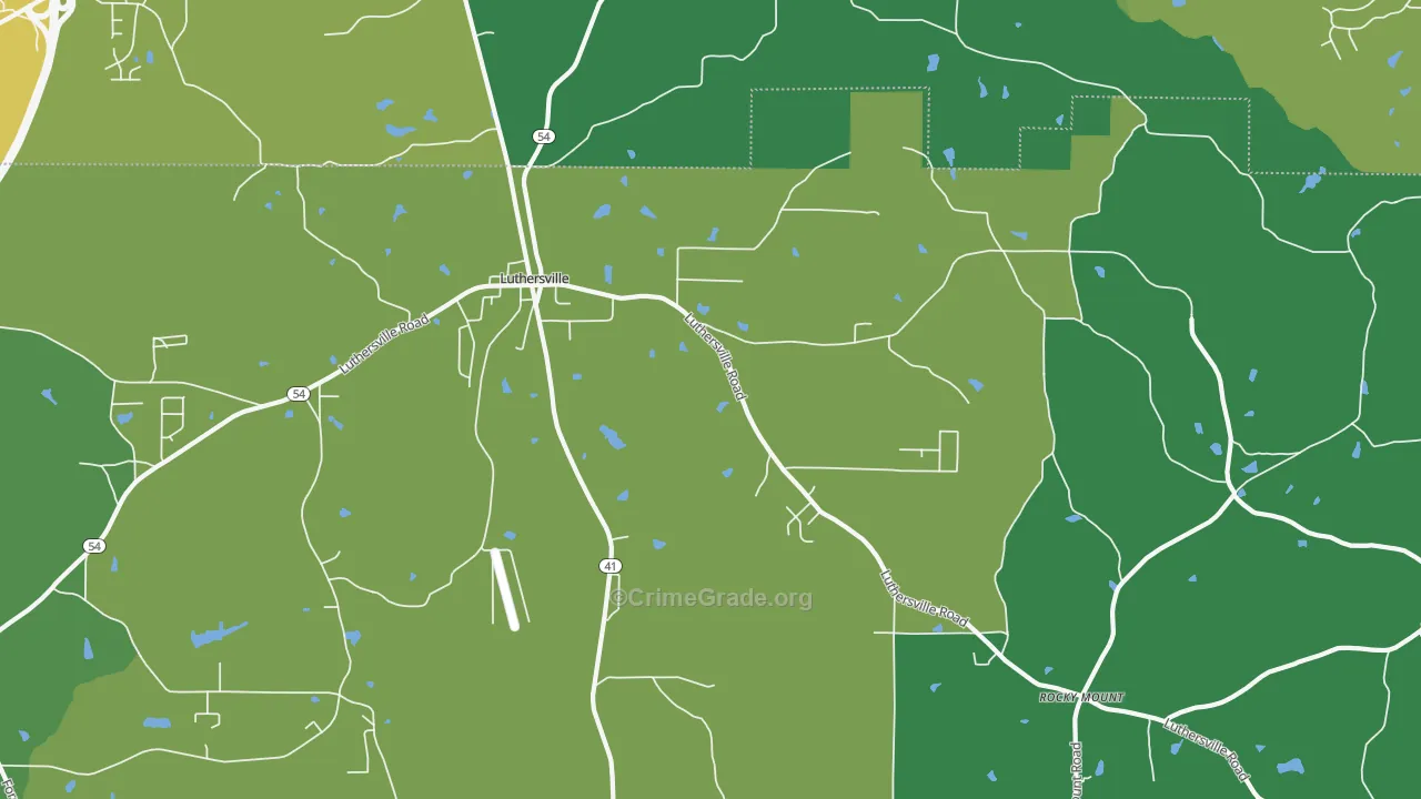 Luthersville, GA Map of Vandalism Rates