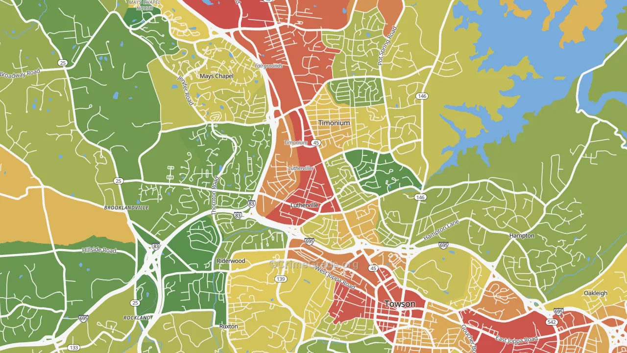 Lutherville, MD Map of Vandalism Rates