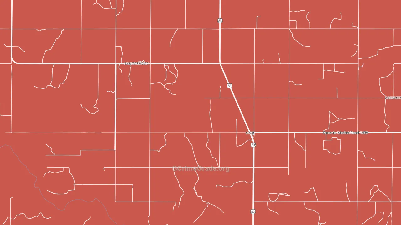 Lutie, TX Map of Vandalism Rates